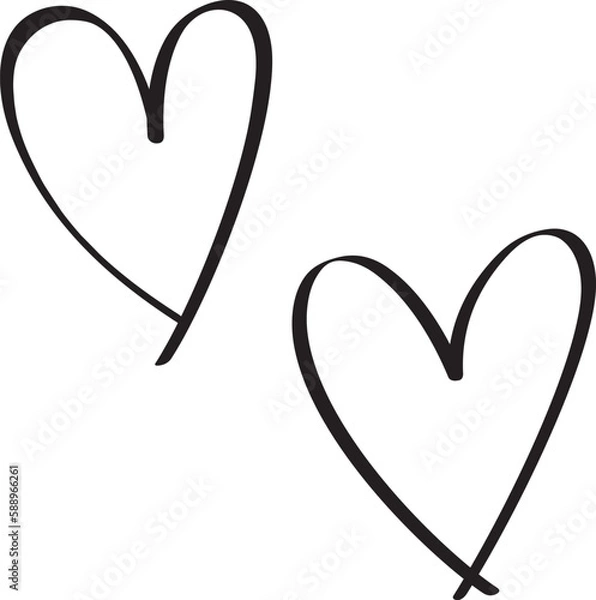 Fototapeta Hand-drawn heart isolated on white background. Vector design element for Valentine's Day.