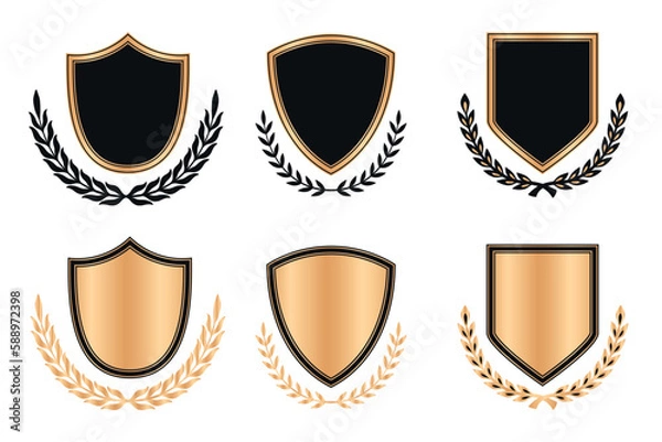 Fototapeta gold shield badge icon free vector
