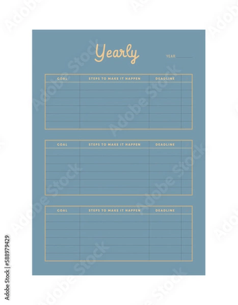 Fototapeta (Vintage) Yearly Planner. 