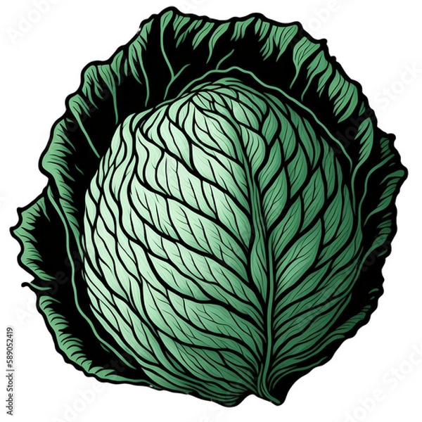 Fototapeta Cabbage Illustration with white background, Vector Art Style, generative AI