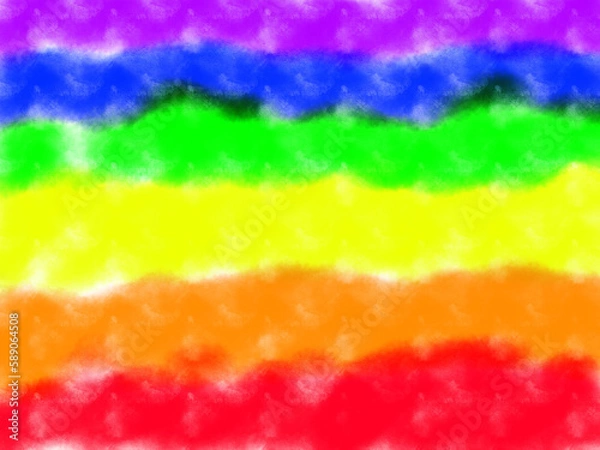 Fototapeta Rainbow hand-drawn watercolor beautiful background LGBTQ+ community support. .Space for text