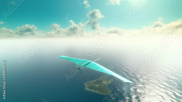 Obraz Landscape skyview with futuristic plane, generative ai