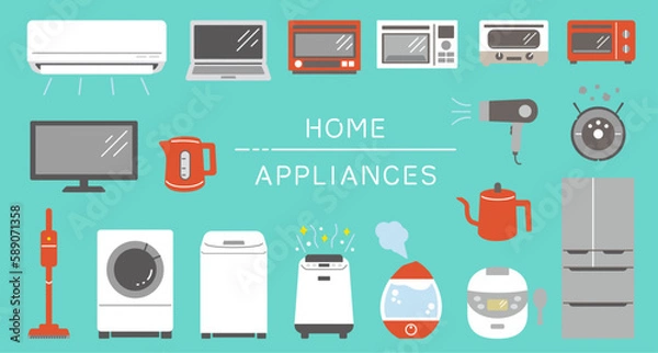 Fototapeta シンプルな家電のイラストセット