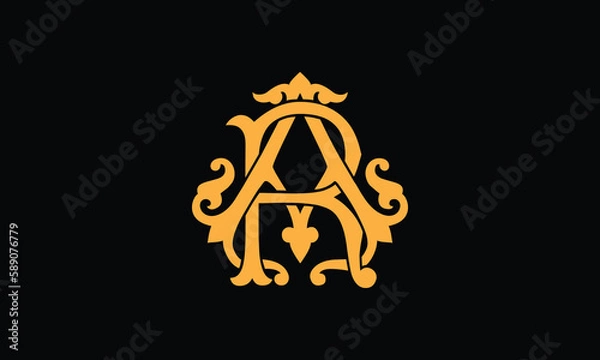 Fototapeta Alphabet AR or RA letter abstract monogram vector logo template