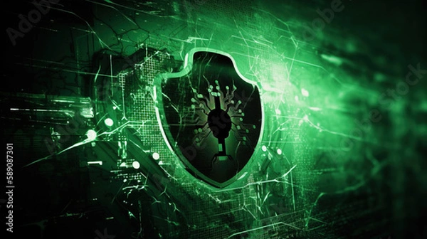 Fototapeta Internet Security Software, padlock, antivirus, firewall, and binary code into a cohesive and modern design, cyber security abstract background