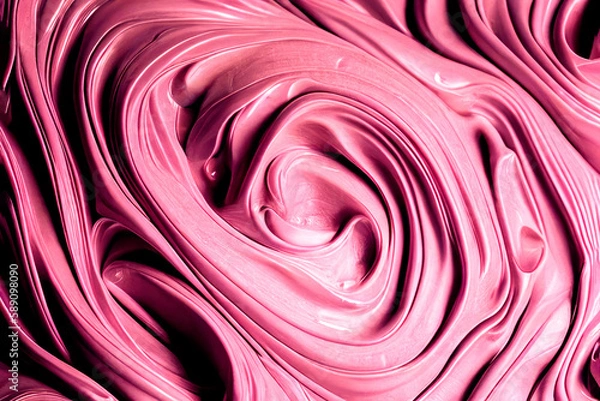 Obraz Generative AI illustration abstract background of light pink colored smooth oil paint swirl strokes