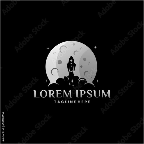 Obraz rocket to the moon logo design