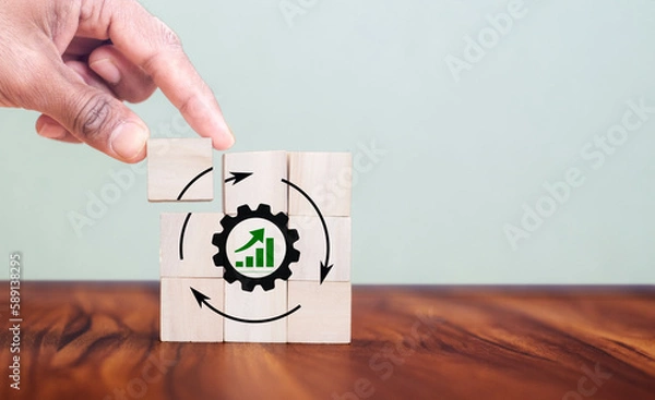 Obraz Continuous improvement concept. Solving problems, improving organizational processes. Creating continuous improvement mindset. Project and process management, lean improvement technique, kaizen