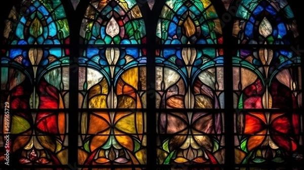 Fototapeta Stained glass texture, colorful, perfect for web design background or wallpaper