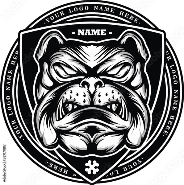 Fototapeta Dog mascot logo black & white