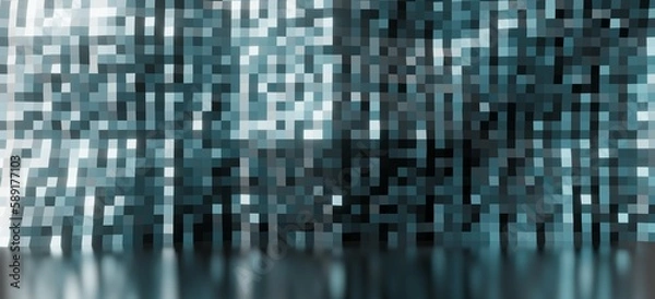 Fototapeta Architecture background interior with blue mosaic wall 3d render