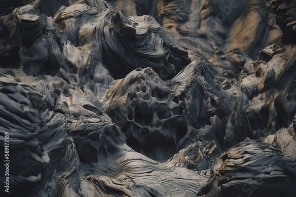 Obraz Close - up of basalt rock formations, Generative AI