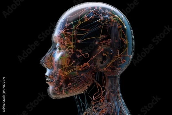 Obraz Generative AI image of robot profile, Generative AI