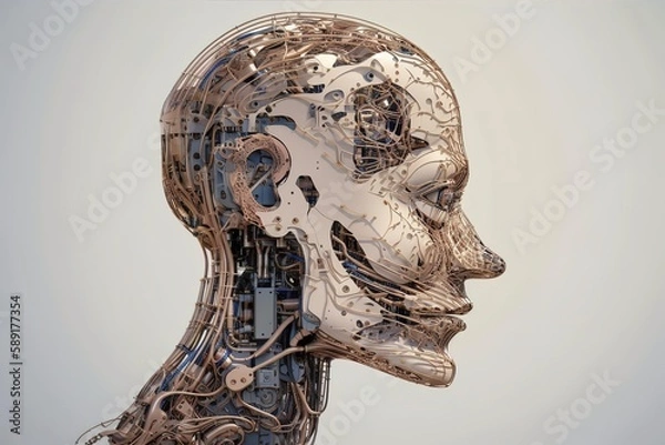 Obraz Generatywny obraz AI profilu robota, generatywny AI