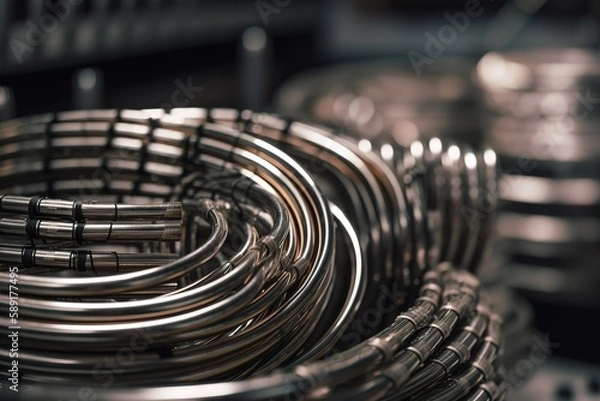 Obraz Close - up Of Wire Rolled On Metal, Generative AI