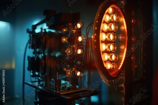 Obraz Close - up Of Illuminated Lighting Equipment, Generative AI