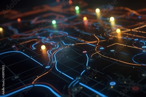 Obraz Close - up Of Illuminated Wire Loop Game, Generative AI