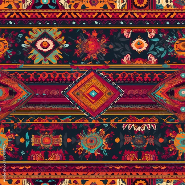 Fototapeta Seamless repeating pattern -  native aztec pattern