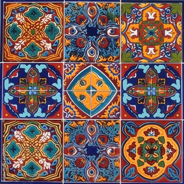 Fototapeta Seamless repeating pattern - ethnic tile pattern