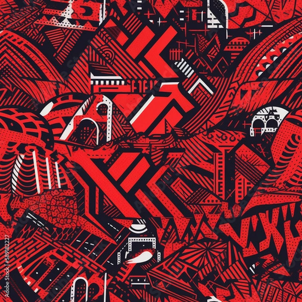 Fototapeta Seamless repeating pattern - urban street art pattern