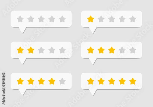 Fototapeta One to five star rating, rate us, review vector icon set isolated on grey background. Customer feedback concept. Vector illustration.
