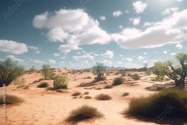 Fototapeta Scenic View Of Desert Against Clear Sky, Generative AI