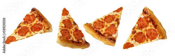 Fototapeta Sliced pizza slices with sausage