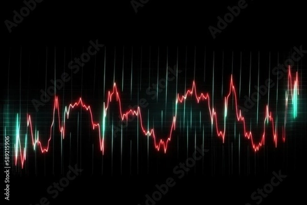 Fototapeta graph hearthbeat pulse cardiogram red  stock trade market trend  busines investment marketing generative ai