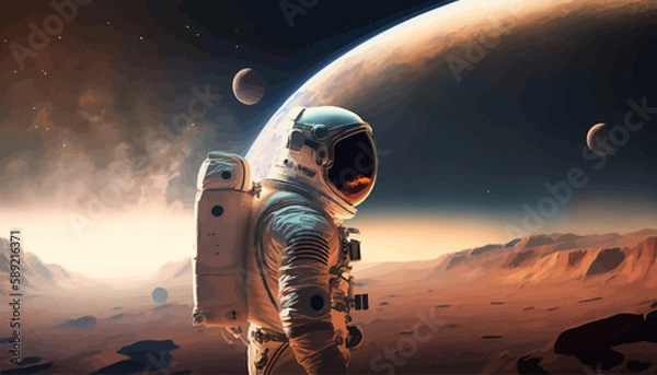 Fototapeta  hyper realistic astronaut space planet