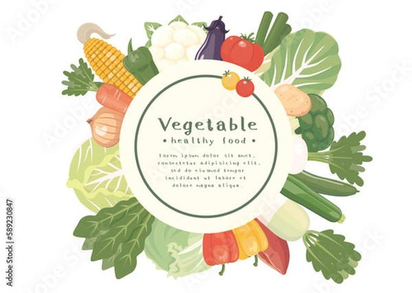 Fototapeta 野菜フレーム　お皿