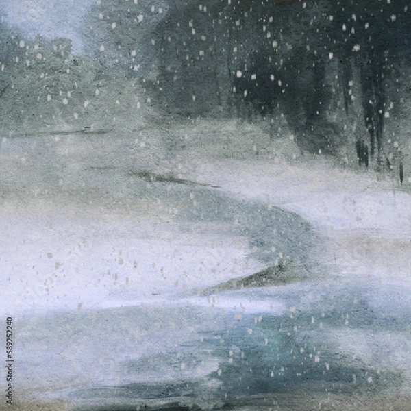 Fototapeta Background with winter landscape