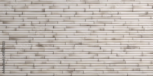 Fototapeta White bamboo fence. Wooden texture. Abstract background. Generative AI