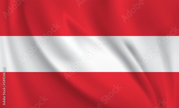 Fototapeta Austria flag waving in the wind. 3D rendering vector illustration.