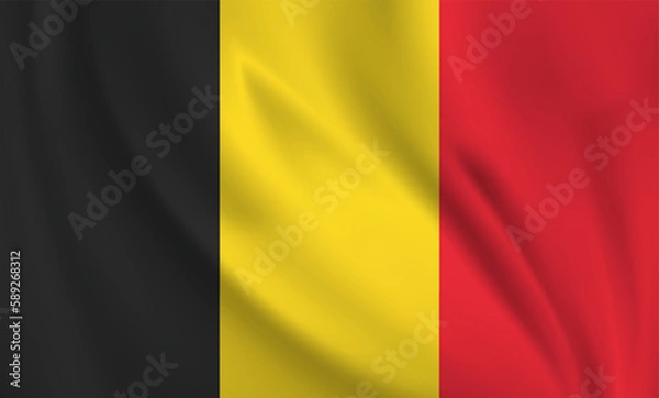 Fototapeta Belgium flag waving in the wind. 3D rendering vector illustration.