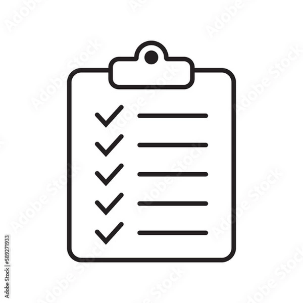 Obraz Clipboard and checklist icon. Project management, questionnaire line icon. To do list vector icon for web site and app design.
