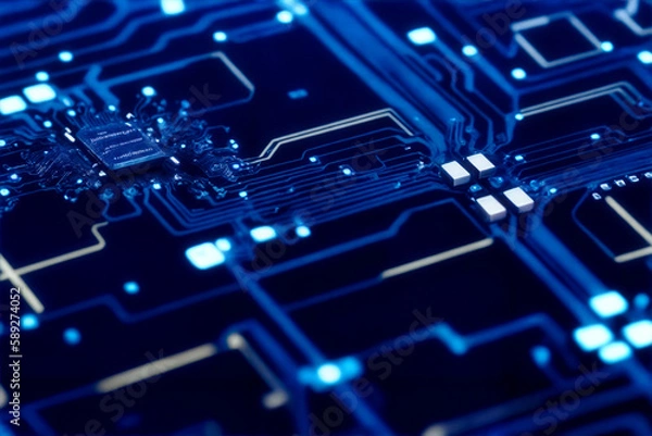 Obraz Abstract computer chip images, big data, and technological concepts