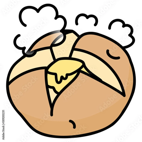 Obraz 太い線で描かれたカットイラスト / ほくほくのじゃがバター