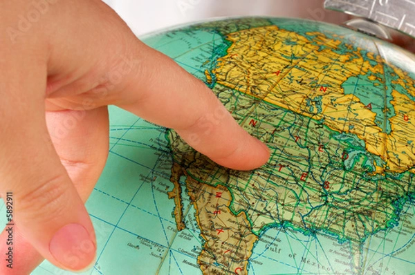 Obraz Showing the United States on the globe
