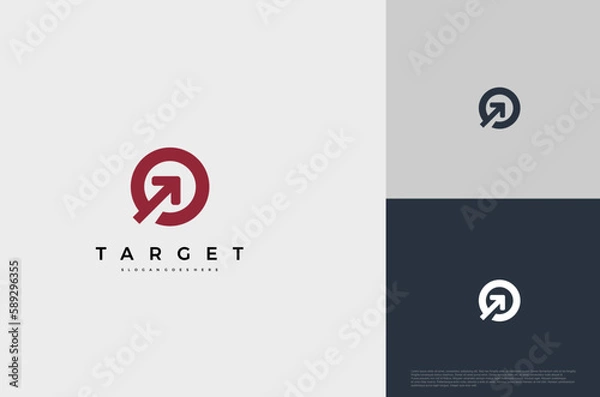 Fototapeta Simple arrow center target poin logo concept. Vector Illustration