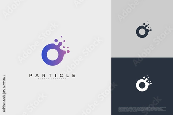 Fototapeta Simple circle with particle dots abstract logo design. Vector illustration