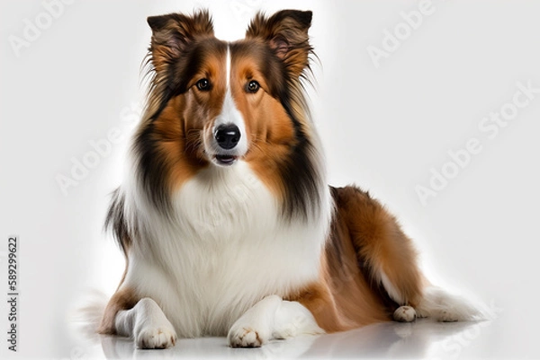 Obraz Majestic Collie Dog on White Background - Perfect for Collie Lovers!
