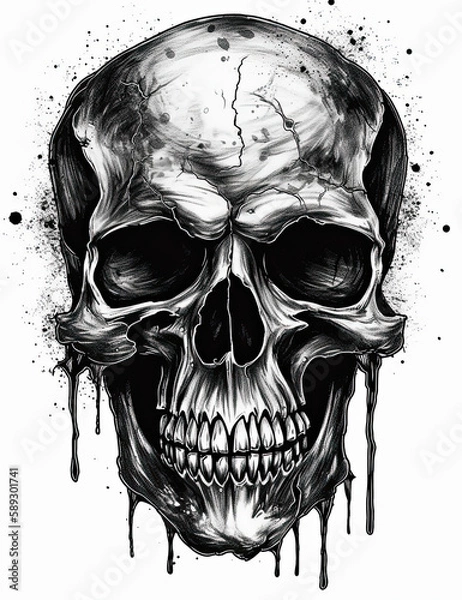 Fototapeta Skull logo illustration graphical resource for logo design, shirts and more. Generative AI