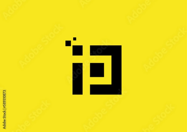 Fototapeta Monogram Digital ip letter square logo design