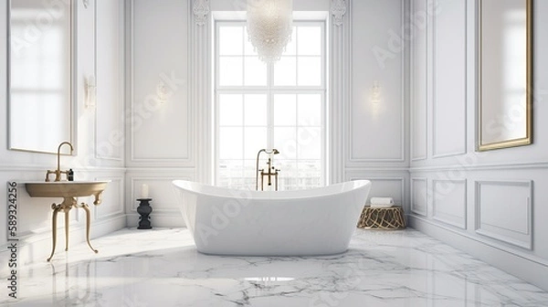 Obraz Ultra Luxury Bathroom Interior with Elegant Design and High-End Amenities Generative AI	