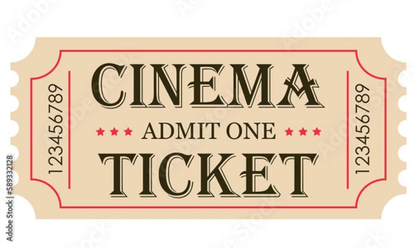 Obraz Ticket. Vector cinema ticket. Vector flat ticket illustration.