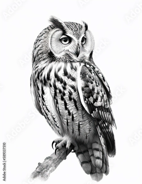 Obraz Realistic owl illustration, graphical resource for logo design, graphic design, t shirt design and more. Generative AI