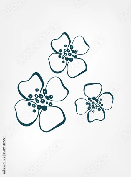 Obraz potentilla wild plant flower grass vector line art elegant isolated clip art isolated