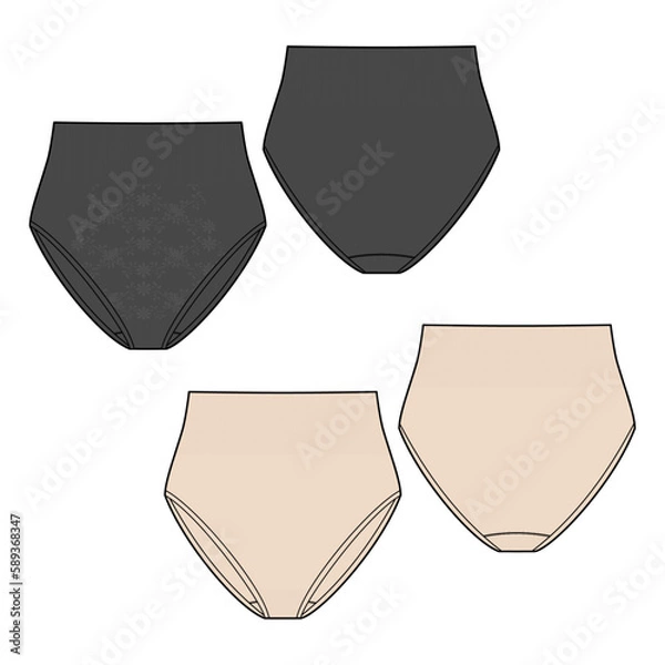 Obraz Women's sculpting brief fashion vector sketch, Apparel template - Illustrator CC