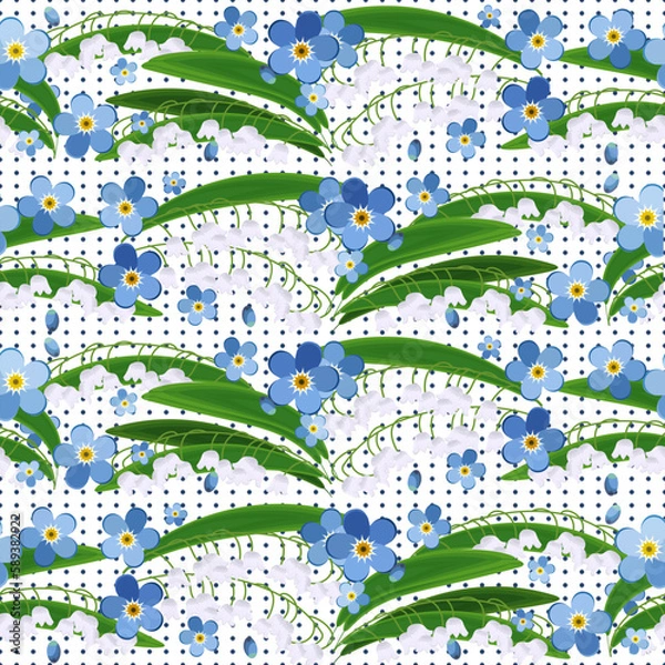 Obraz Vector floral ethnic seamless pattern in doodle style with flowers and leaves. Gentle, spring, summer floral background.
