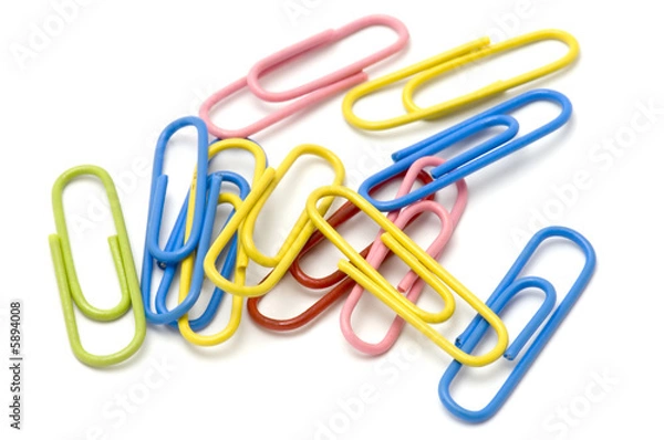 Fototapeta object on white - office tool paper-clip